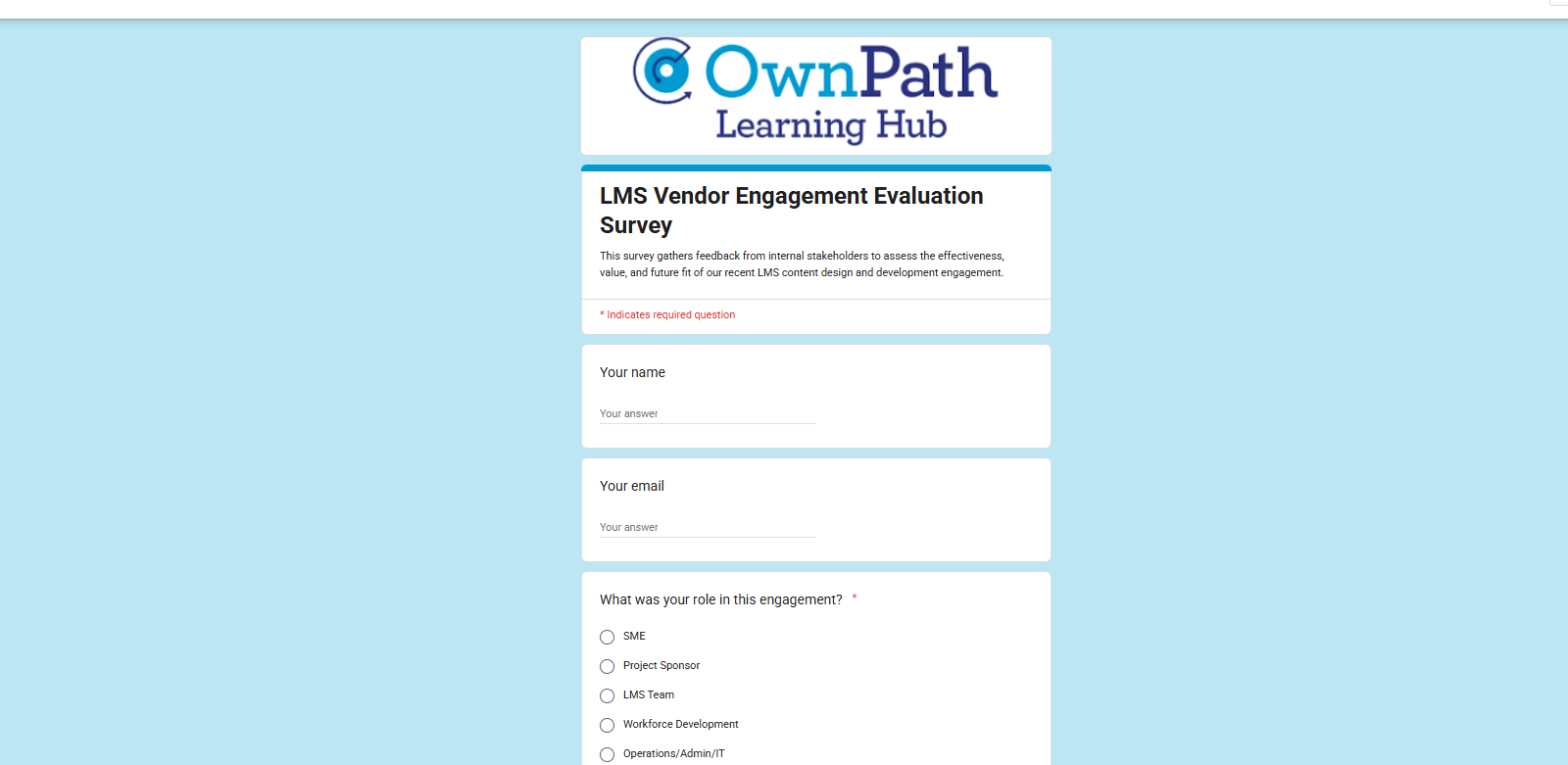 Vendor Engagement Google Form